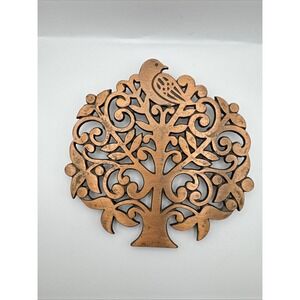 Tree Of Life Trivet Copper Bird Dove Retro Wall‎ Hanging Decor 1970s
